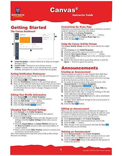 Beispielbild fr Canvas Instructor Edition Quick Source Reference Guide zum Verkauf von GF Books, Inc.