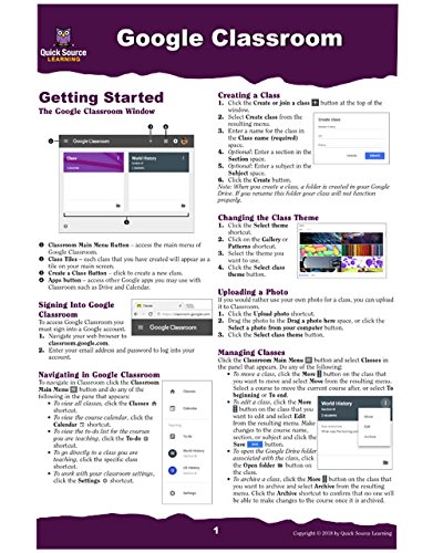 Beispielbild fr Google Classroom Quick Source Reference Guide zum Verkauf von GF Books, Inc.