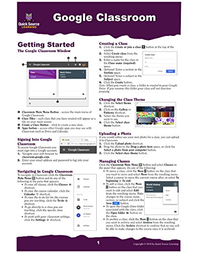 

Google Classroom Quick Source Reference Guide