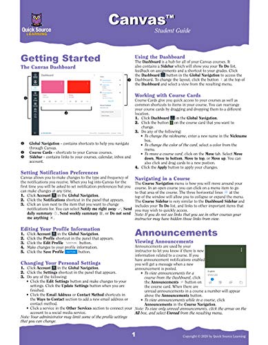 Beispielbild fr Canvas for Student Quick Source Reference Guide zum Verkauf von GF Books, Inc.