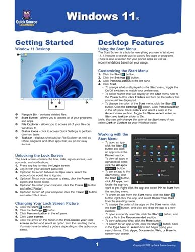 Beispielbild fr Windows 11 Quick Source Reference Guide zum Verkauf von GF Books, Inc.