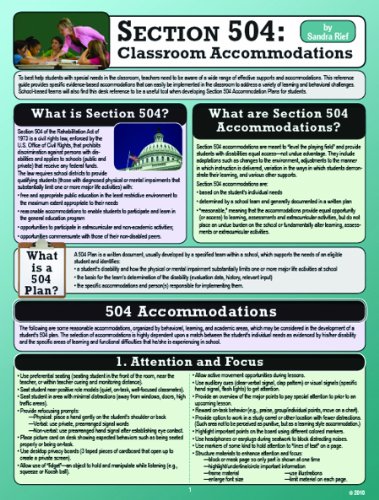 Beispielbild fr Section 504: Classroom Accommodations zum Verkauf von Book Deals