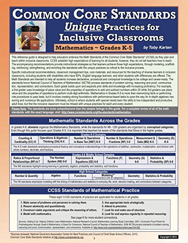 Beispielbild fr Common Core Standards Unique Practices for Inclusive Classrooms, Grades K-5: Mathematics zum Verkauf von SecondSale