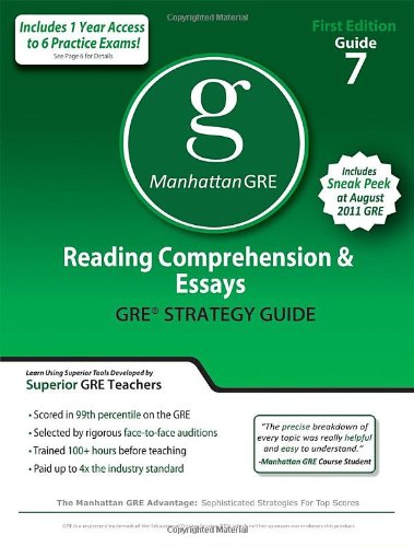 Beispielbild fr Reading Comprehensive and Essays GRE Preparation Guide (Manhattan GRE Preparation Guide: Reading Comprehension & Essays) zum Verkauf von HPB-Red