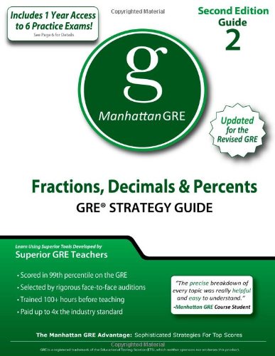 Imagen de archivo de Fractions, Decimals, & Percents GRE Strategy Guide a la venta por ThriftBooks-Atlanta