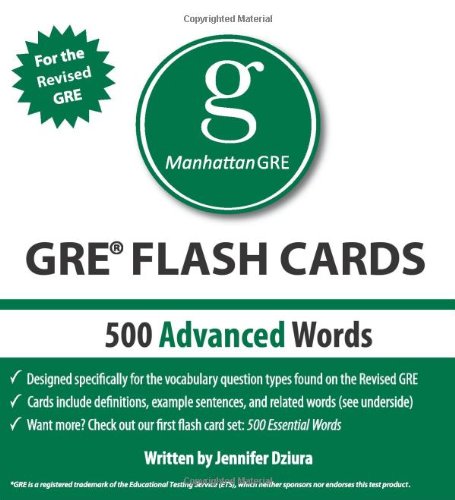 Imagen de archivo de 500 Advanced Words, 1st Edition: Manhattan GRE Vocabulary Flash Cards a la venta por HPB-Red