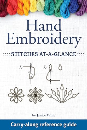 Stock image for Hand Embroidery Stitches At-A-Glance: Carry-Along Reference Guide (Landauer) Pocket-Size Step-by-Step Illustrated How-To for 30 Favorite Stitches, plus Tips & Techniques and Needle & Thread Charts for sale by Ergodebooks