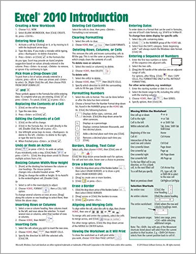 9781936220137: Microsoft Excel 2010 Introduction Quick Reference Guide (Cheat Sheet of Instructions, Tips & Shortcuts - Laminated Card)