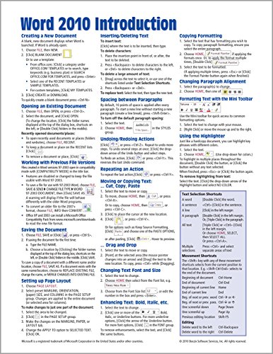 9781936220151: Microsoft Word 2010 Introduction Quick Reference Guide (Cheat Sheet of Instructions, Tips & Shortcuts - Laminated Card) by Beezix Inc. (2010) Pamphlet