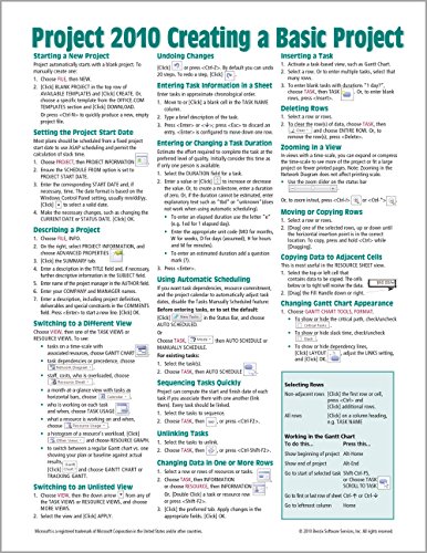 9781936220274: Microsoft Project 2010 Quick Reference Guide: Creating a Basic Project (Cheat Sheet of Instructions, Tips & Shortcuts - Laminated Card) by Beezix Inc. (2010) Pamphlet