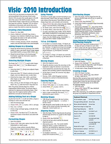 Stock image for Microsoft Visio 2010 Introduction Quick Reference Guide (Cheat Sheet of Instructions, Tips & Shortcuts - Laminated Card) for sale by Ergodebooks