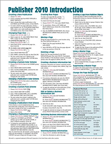 9781936220434: Microsoft Publisher 2010 Quick Reference Guide: Introduction (Cheat Sheet of Instructions, Tips & Shortcuts - Laminated Card)