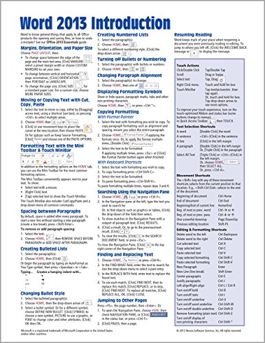 9781936220816: Microsoft Word 2013 Introduction Quick Reference Guide (Cheat Sheet of Instructions, Tips & Shortcuts - Laminated Card)