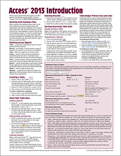 Stock image for Microsoft Access 2013 Introduction Quick Reference Guide (Cheat Sheet of Instructions, Tips & Shortcuts - Laminated Card) for sale by GF Books, Inc.