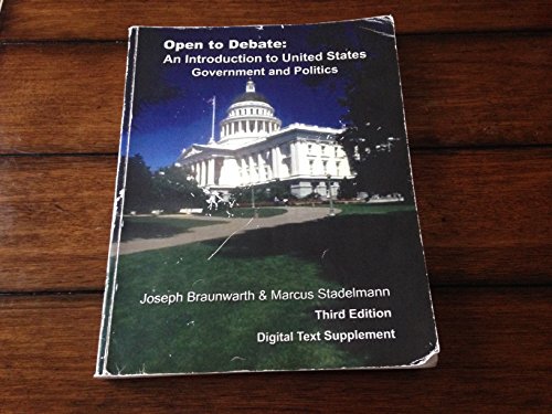 Imagen de archivo de Open to Debate : An Introduction to United States Government and Politics (CD-ROM) a la venta por Better World Books: West