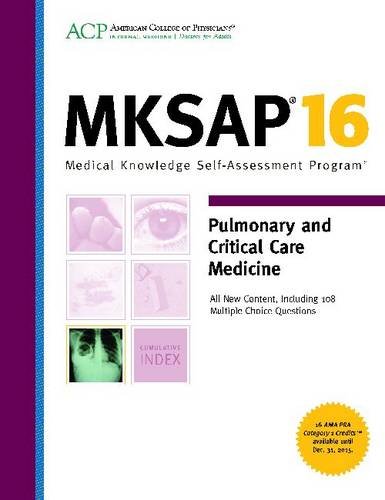 Imagen de archivo de MKSAP 16 Pulmonary and CC Medicine : Medical Knowledge Self-Assessment Program a la venta por Better World Books