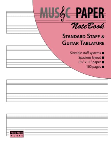 Imagen de archivo de MUSIC PAPER NoteBook - Standard Staff & Guitar Tablature a la venta por GF Books, Inc.