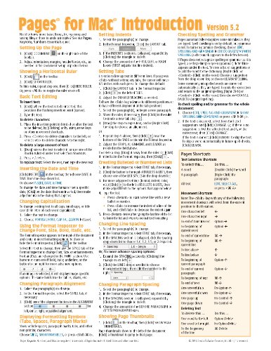 9781939791160: Pages for Mac Quick Reference Guide, version 5.2: Introduction (Cheat Sheet of Instructions, Tips & Shortcuts - Laminated Card)