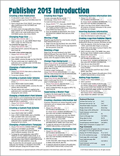 9781939791290: Microsoft Publisher 2013 Quick Reference Guide: Introduction (Cheat Sheet of Instructions, Tips & Shortcuts - Laminated Card)