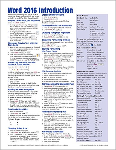 Beispielbild fr Microsoft Word 2016 Introduction Quick Reference Guide - Windows Version (Cheat Sheet of Instructions, Tips & Shortcuts - Laminated Card) zum Verkauf von SecondSale