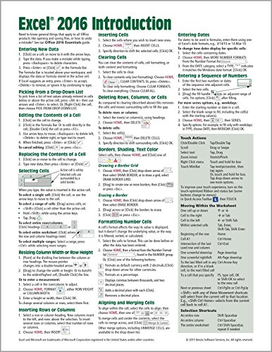 9781939791924: Microsoft Excel 2016 Introduction Quick Reference Guide - Windows Version (Cheat Sheet of Instructions, Tips & Shortcuts - Laminated Card) by Beezix Inc (December 04,2015)