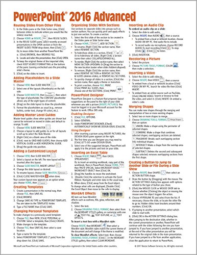 Stock image for Microsoft PowerPoint 2016 Advanced Quick Reference Guide - Windows Version (Cheat Sheet of Instructions, Tips & Shortcuts - Laminated Card) for sale by GF Books, Inc.