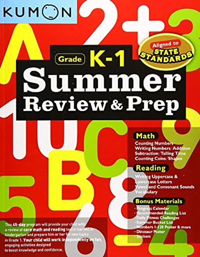 Stock image for Kumon Summer Review Prep Grades K-1 for sale by Blue Vase Books
