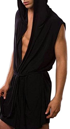 Beispielbild fr Fllay Men's Thin Open Front Sleeveless Bandage Fashion Robe Set Black S zum Verkauf von BooksRun