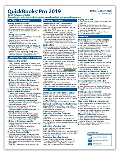 9781941854266: QuickBooks Pro 2019 Quick Reference Training Card - Laminated Tutorial Guide Cheat Sheet (Instructions and Tips)
