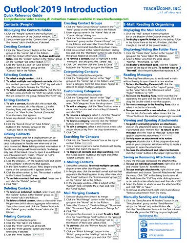 

Microsoft Outlook 2019 Introduction Quick Reference Training Tutorial Guide (Cheat Sheet of Instructions, Tips & Shortcuts - Laminated Card)