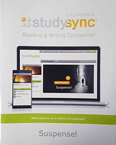Stock image for Study Sync, Reading and Writing Companion, Grade 8, Unit 1: Suspense!, California Edition, 9781943286188, 1943286183, 2017 for sale by SecondSale