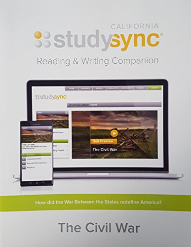 Stock image for Study Sync, Reading and Writing Companion, Grade 8, Unit 4: The Civil War, California Edition, 9781943286218, 1943286213, 2017 for sale by SecondSale