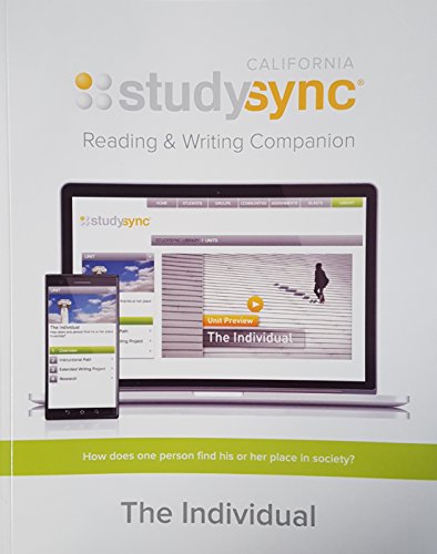 Stock image for Study Sync, Reading and Writing Companion, Grade 11, Unit 2: The Individual, California Edition, 9781943286317, 1943286310, 2017 for sale by Books From California