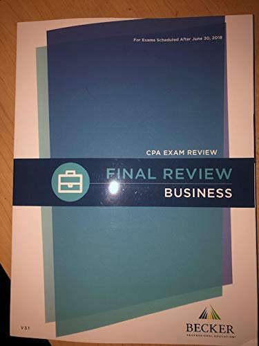 Stock image for CPA Exam Review Final Review Business V 3.1 for sale by Wonder Book