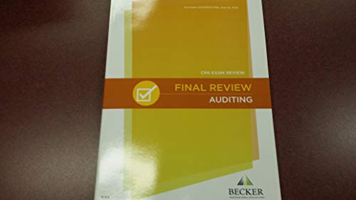 Stock image for Becker CPA AUDITING FINAL REVIEW For Exam Scheduled After June30, 2019 V 3.4 for sale by HPB-Red