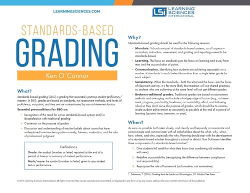 Stock image for Standards-based Grading Quick Reference Guide for sale by GF Books, Inc.