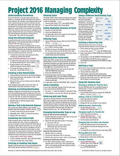 Stock image for Microsoft Project 2016 Quick Reference Guide Managing Complexity - Windows Version (Cheat Sheet of Instructions, Tips & Shortcuts - Laminated Card) for sale by Ergodebooks