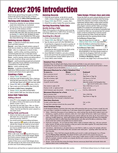 Stock image for Microsoft Access 2016 Introduction Quick Reference Guide - Windows Version (Cheat Sheet of Instructions, Tips & Shortcuts - Laminated Card) for sale by SecondSale