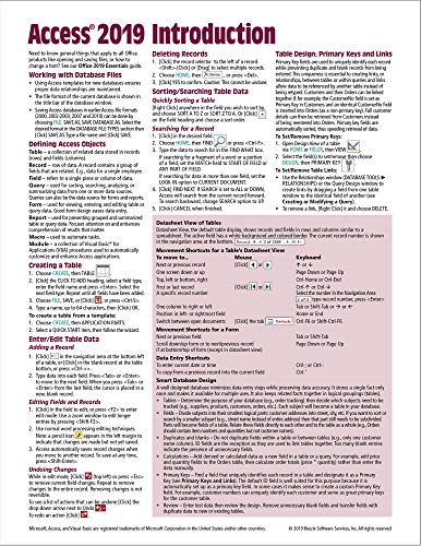 

Microsoft Access 2019 Introduction Quick Reference Guide - Windows Version (Cheat Sheet of Instructions, Tips & Shortcuts - Laminated Card)