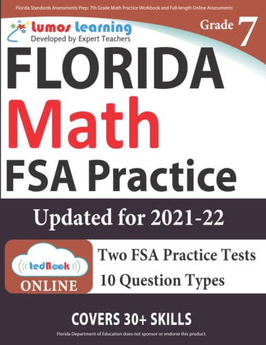 Stock image for Florida Standards Assessments Prep: 7th Grade Math Practice Workbook and Full-length Online Assessments: FSA Study Guide for sale by ThriftBooks-Atlanta