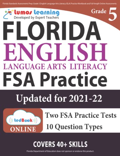 9781945730566: Florida Standards Assessments Prep: Grade 5 English Language Arts Literacy (ELA) Practice Workbook and Full-length Online Assessments: FSA Study Guide