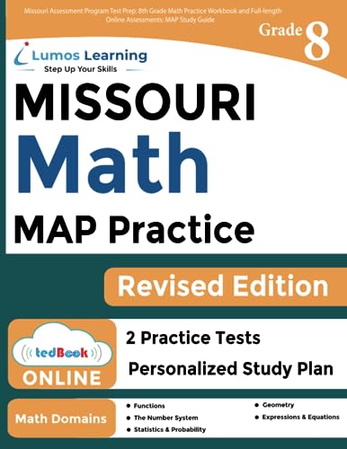 9781945730658: Missouri Assessment Program Test Prep: 8th Grade Math Practice Workbook and Full-length Online Assessments: MAP Study Guide: 11 (MO MAP by Lumos Learning)