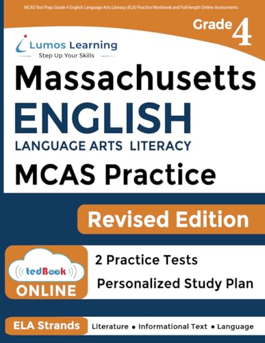 Stock image for MCAS Test Prep: Grade 4 English Language Arts Literacy (ELA) Practice Workbook and Full-length Online Assessments: Next Generation Massachusetts Comprehensive Assessment System Study Guide for sale by More Than Words