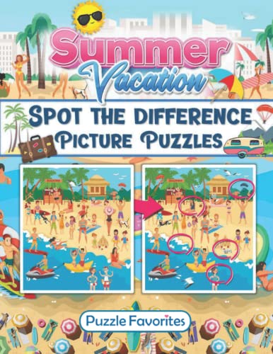 Stock image for Summer Vacation Spot the Difference Book: Features fun beach, camping, pool, and summer pictures to search and find! (I Love Spot the Difference Series) for sale by GF Books, Inc.