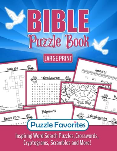 9781947676527: Bible Puzzle Book Large Print: Inspiring Bible Verse Word Search, Cryptograms, Crosswords, Scrambles and More! Activities to Encourage in Christian Faith and Hope