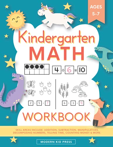 Stock image for Kindergarten Math Workbook: Kindergarten and 1st Grade Workbook Age 5-7 | Homeschool Kindergarteners | Addition and Subtraction Activities + Worksheets for sale by Front Cover Books