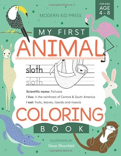 Beispielbild fr My First Animal Coloring Book for Kids Ages 4-8: Learn Fun Facts, Practice Handwriting and Color Hand Drawn Illustrations | Preschool, Kindergarten . (Educational Coloring Books for Kids) zum Verkauf von SecondSale
