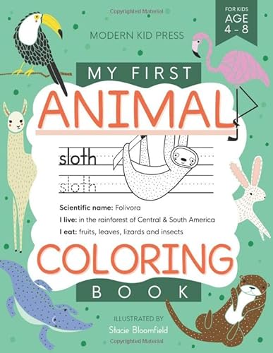 Stock image for My First Animal Coloring Book for Kids Ages 4-8: Learn Fun Facts, Practice Handwriting and Color Hand Drawn Illustrations | Preschool, Kindergarten . (Educational Coloring Books for Kids) for sale by SecondSale