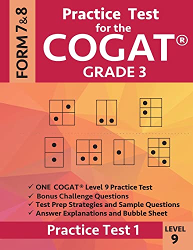 9781948255523: Practice Test for the CogAT Grade 3 Level 9 Form 7 and 8: Practice Test 1: 3rd Grade Test Prep for the Cognitive Abilities Test