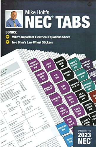 Beispielbild fr Mike Holt's Electrical Code Tabs, based on the 2023 NEC (with 96 tabs and 2 Ohms Law Wheel Stickers) zum Verkauf von GF Books, Inc.